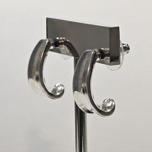 Vintage Half Hoop Silver Korean Earrings